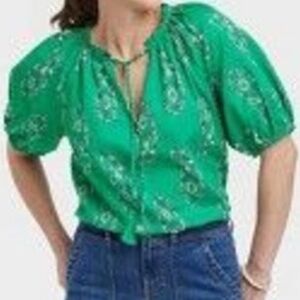 Knox Rose Green Floral Paisley Cotton Top